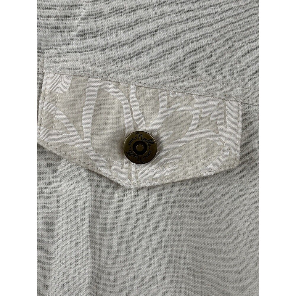 Simply Noelle Jacket Women S/M 8-10 Beige Linen Lace Ruffle Hem Rivet Button - Picture 9 of 13